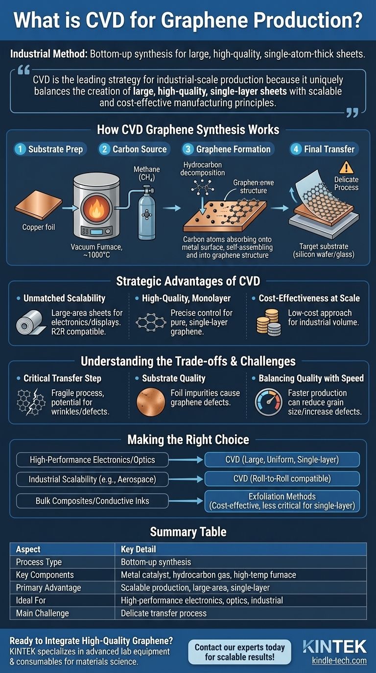ما هو الترسيب الكيميائي للبخار (CVD) لإنتاج الجرافين؟ دليل لتخليق الجرافين عالي الجودة وقابل للتوسع دليل مرئي