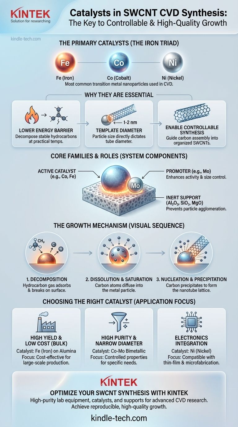 Welche Katalysatoren werden bei der CVD zur Herstellung von SWCNT verwendet? Eisen, Kobalt und Nickel erklärt Visuelle Anleitung