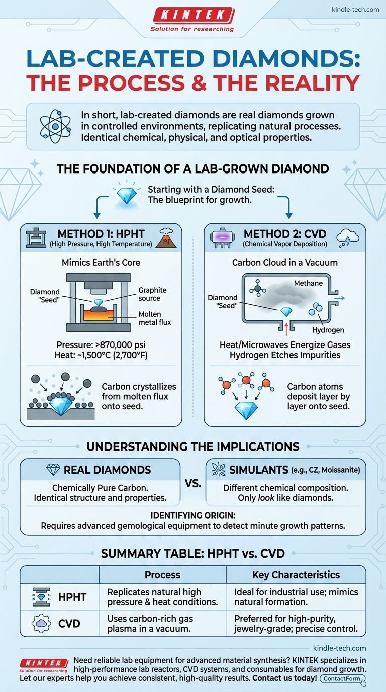 ما هي عملية الألماس المصنوع في المختبر؟ دليل واضح لطريقتي HPHT و CVD دليل مرئي