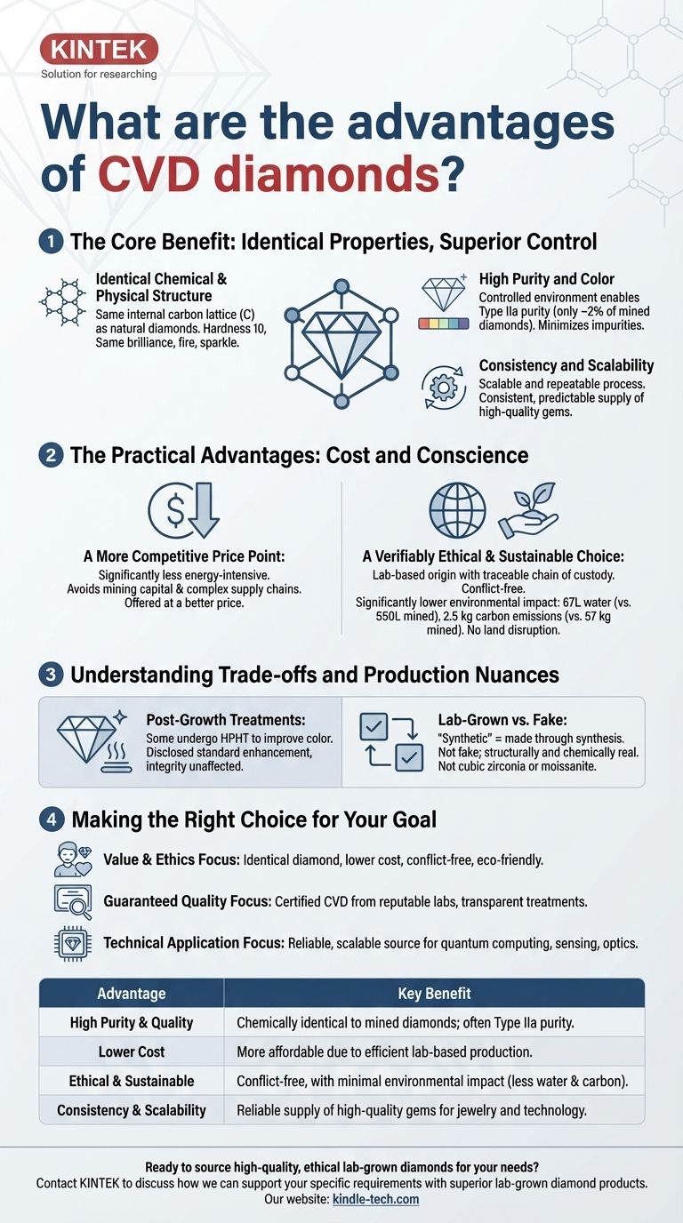 CVD 다이아몬드의 장점은 무엇인가요? 높은 순도, 저렴한 비용 및 윤리적인 선택 시각적 가이드