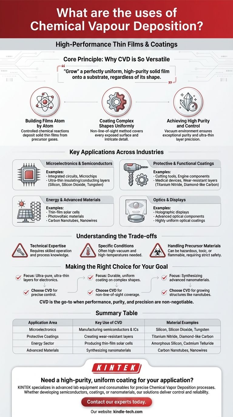 Quelles sont les utilisations du dépôt chimique en phase vapeur ? Un guide des films minces haute performance Guide Visuel