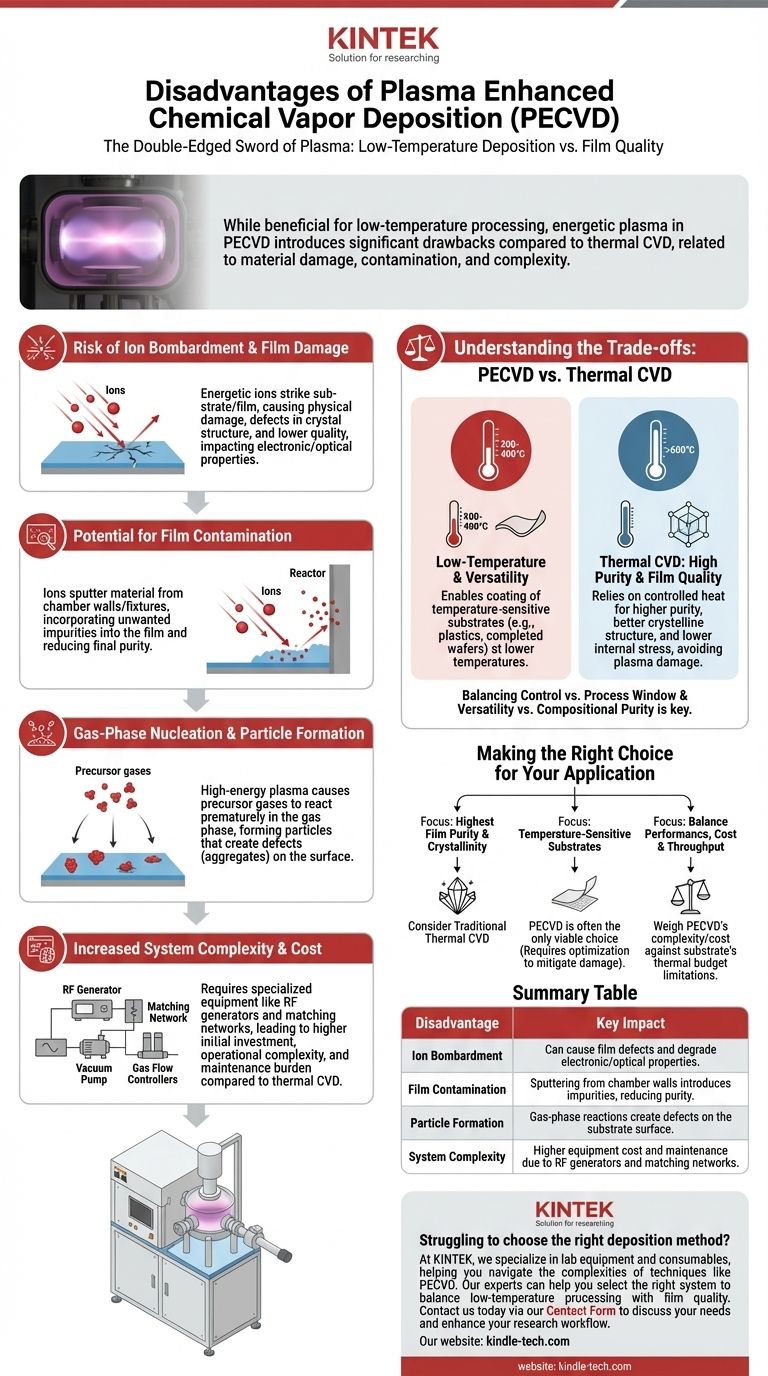 ما هي عيوب ترسيب البخار الكيميائي المعزز بالبلازما؟ إدارة المفاضلات في الترسيب بدرجة حرارة منخفضة دليل مرئي