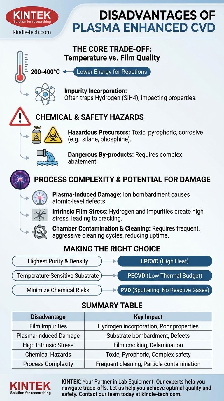 Was sind die Nachteile der plasmaunterstützten CVD? Abwägung der Kompromisse bei der Niedertemperaturabscheidung Visuelle Anleitung