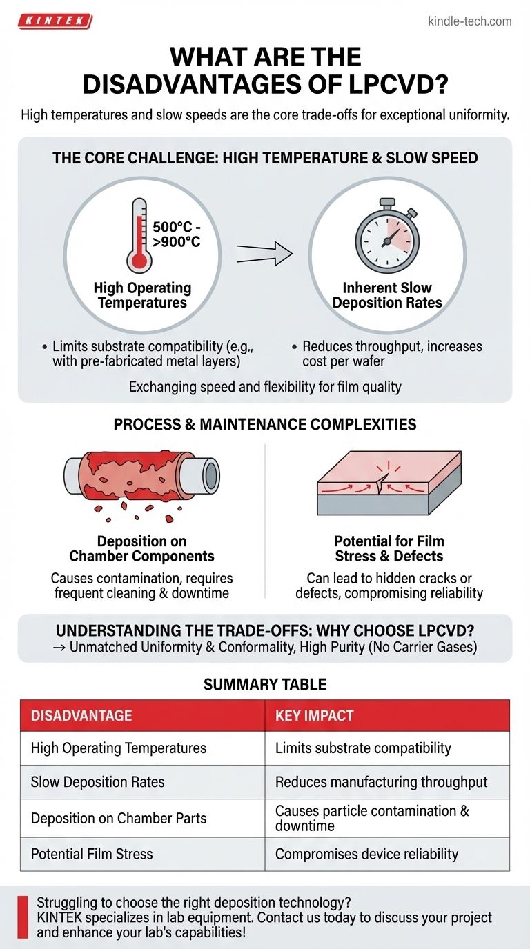ما هي عيوب الترسيب الكيميائي للبخار بالضغط المنخفض (LPCVD)؟ فهم المفاضلات للحصول على أغشية رقيقة عالية الجودة دليل مرئي