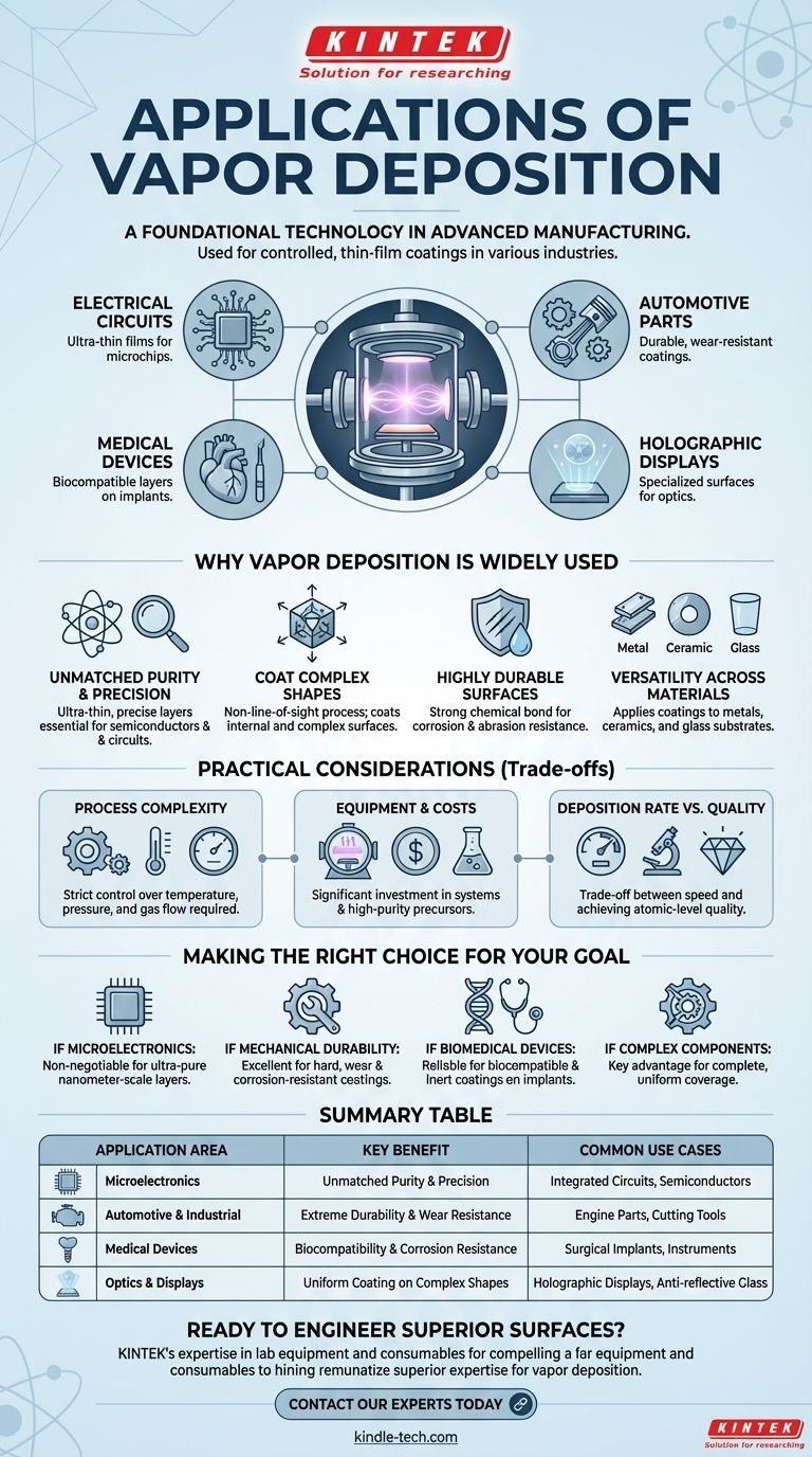 ما هي تطبيقات الترسيب بالبخار؟ افتح آفاقًا لطلاءات دقيقة للإلكترونيات والسيارات والأجهزة الطبية دليل مرئي