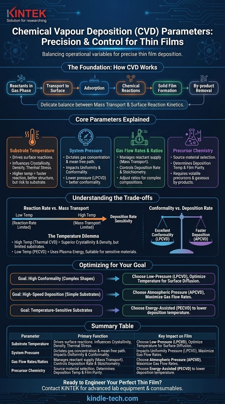 What are the chemical Vapour deposition parameters? Master Film Quality, Uniformity, and Rate Visual Guide