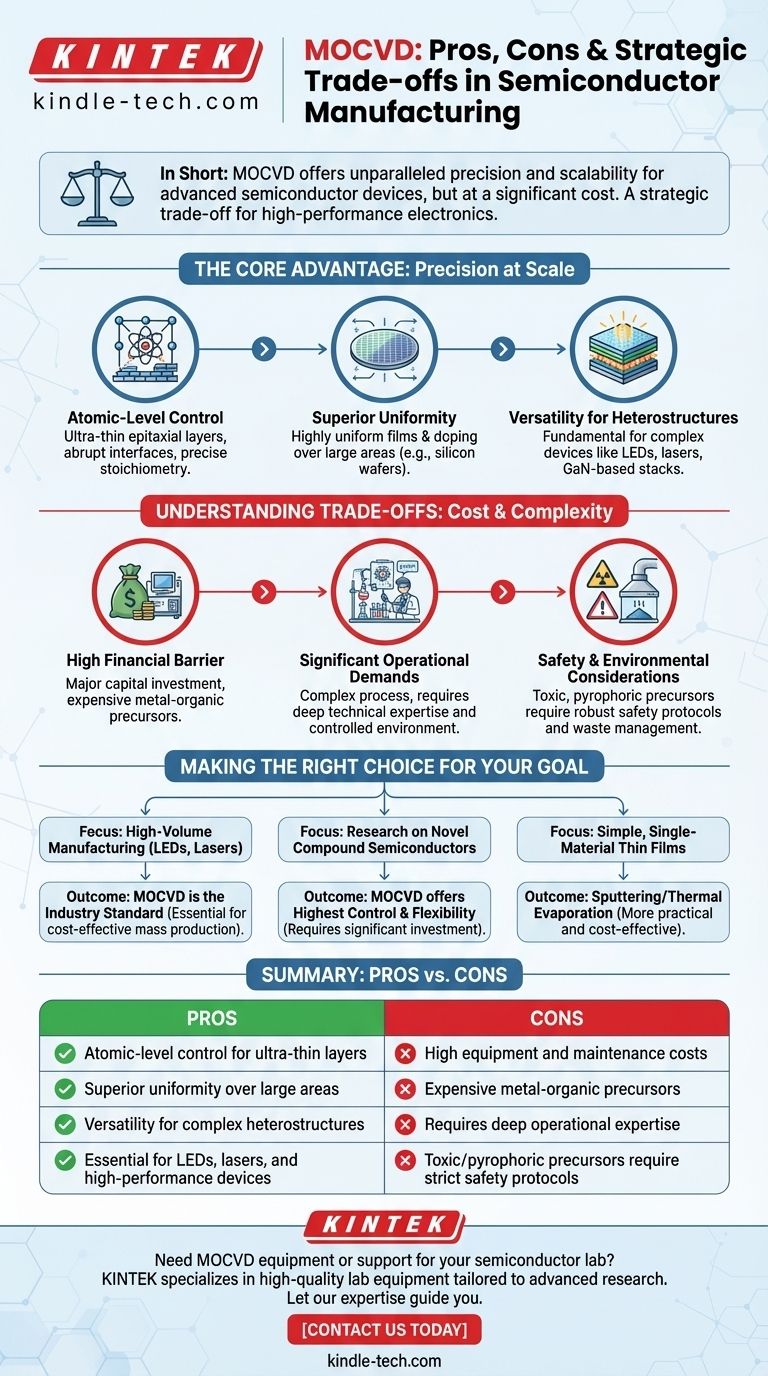 Quels sont les avantages et les inconvénients du MOCVD ? Un guide pour la fabrication de semi-conducteurs de haute précision Guide Visuel
