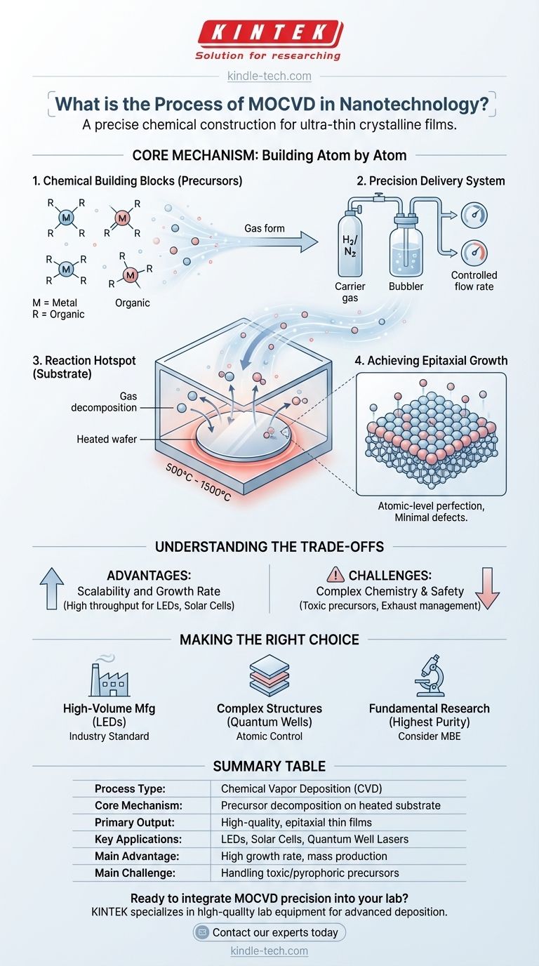 What is the process of MOCVD in nanotechnology? Precision Growth of Thin Films for Semiconductors Visual Guide