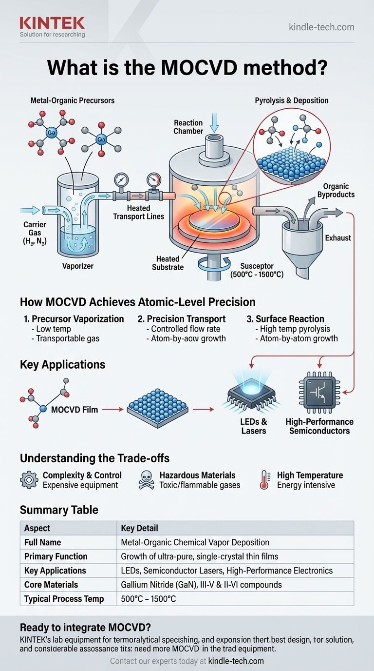ما هي طريقة الترسيب الكيميائي للبخار العضوي المعدني (MOCVD)؟ دليل لترسيب الأغشية الرقيقة عالية النقاء دليل مرئي