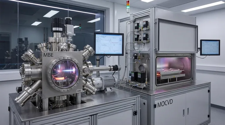 MBE와 MOCVD의 차이점은 무엇인가요? 박막 성장을 위한 정밀도 대 속도