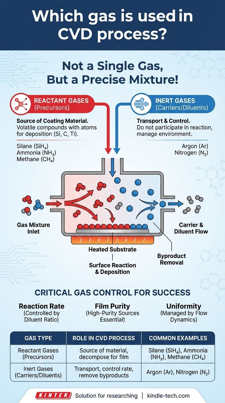 Welches Gas wird im CVD-Verfahren verwendet? Die präzisen Gasgemische für überlegene Dünnschichten entschlüsseln Visuelle Anleitung