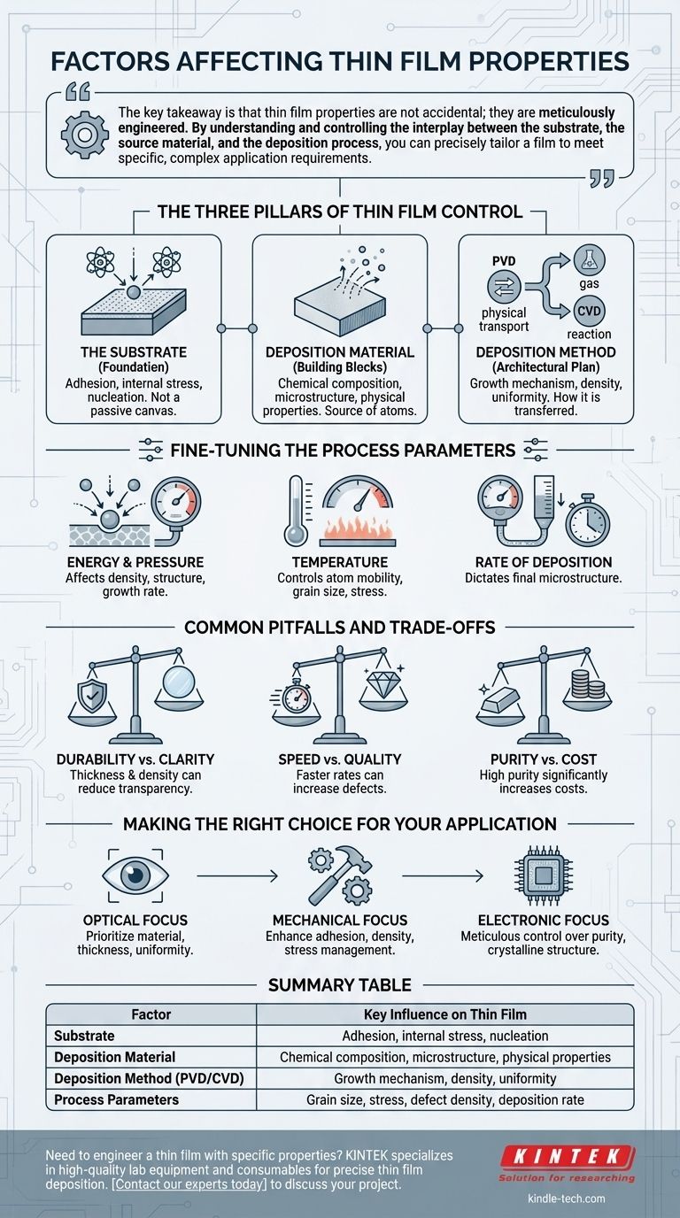 Welche Faktoren beeinflussen Dünnschichten? Meistern Sie die 3 Säulen der Dünnschichttechnik Visuelle Anleitung