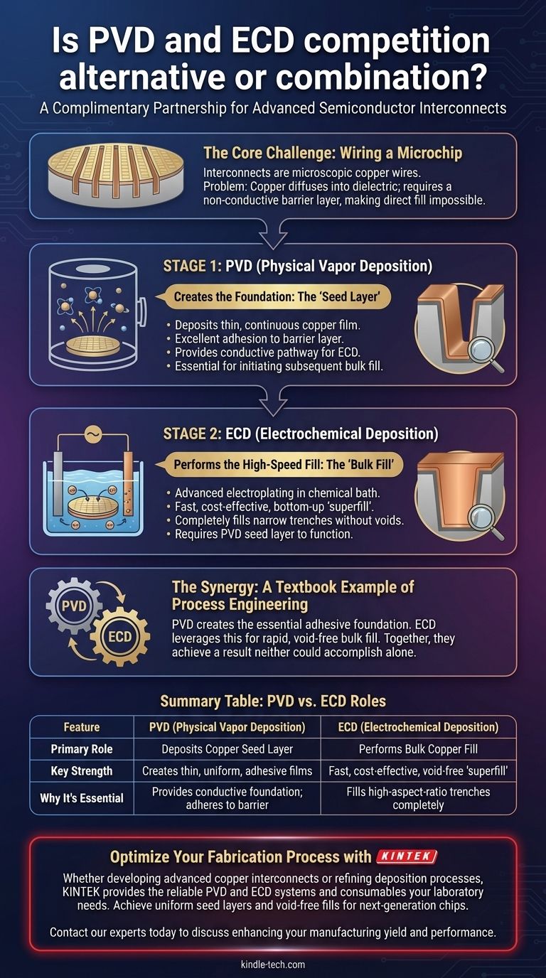 La PVD et l'ECD sont-elles des méthodes concurrentes ou complémentaires ? Un processus synergique pour les interconnexions en cuivre Guide Visuel