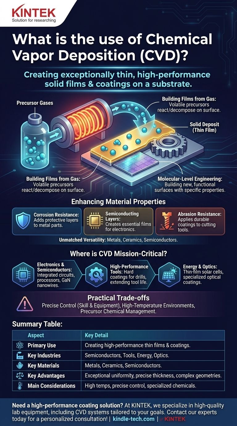 ما هو استخدام الترسيب الكيميائي للبخار؟ إنشاء أغشية وطلاءات رقيقة عالية الأداء دليل مرئي