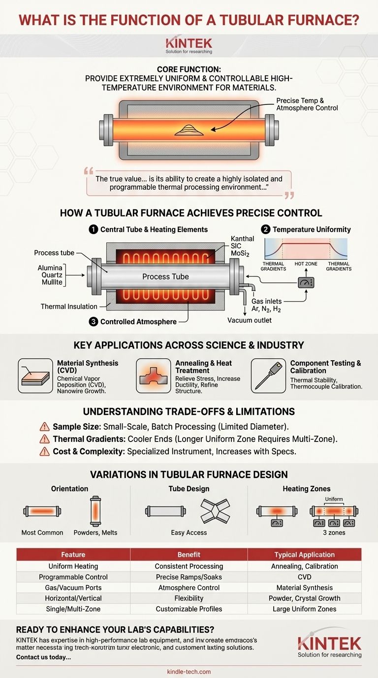Какова функция трубчатой печи? Достижение точной высокотемпературной обработки для вашей лаборатории Визуальное руководство