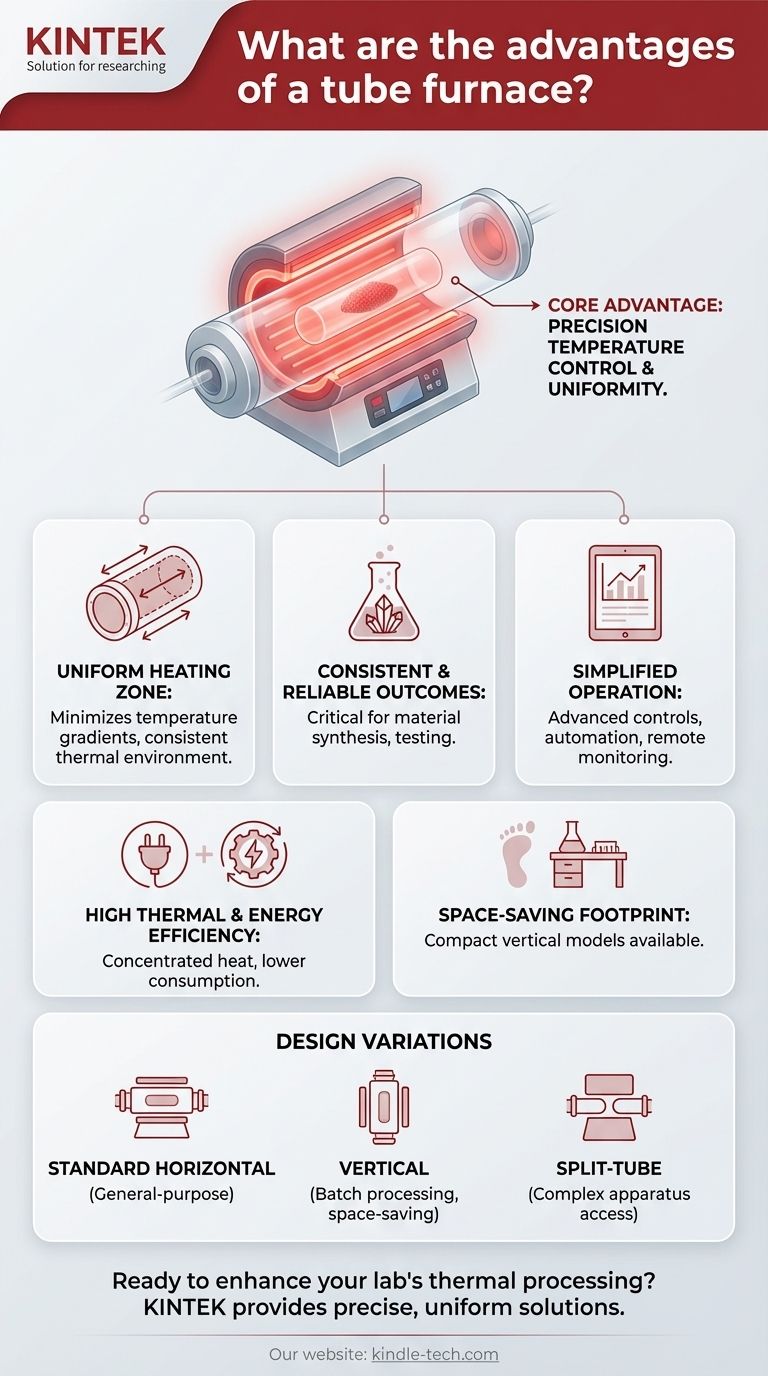 Quais são as vantagens de um forno tubular? Obtenha Uniformidade e Controle de Temperatura Superiores Guia Visual