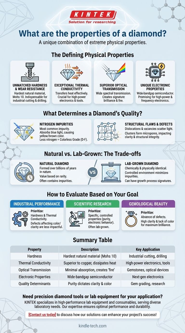 What are the properties of a diamond? Unlocking Hardness, Brilliance & Thermal Conductivity Visual Guide