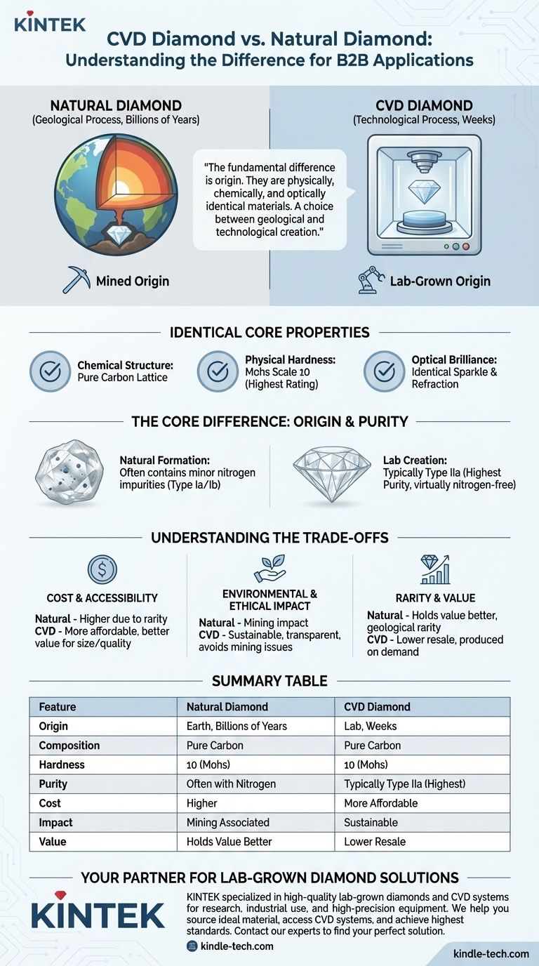 CVD 다이아몬드와 천연 다이아몬드의 차이점은 무엇인가요? 귀하의 필요에 맞는 올바른 다이아몬드를 선택하세요 시각적 가이드