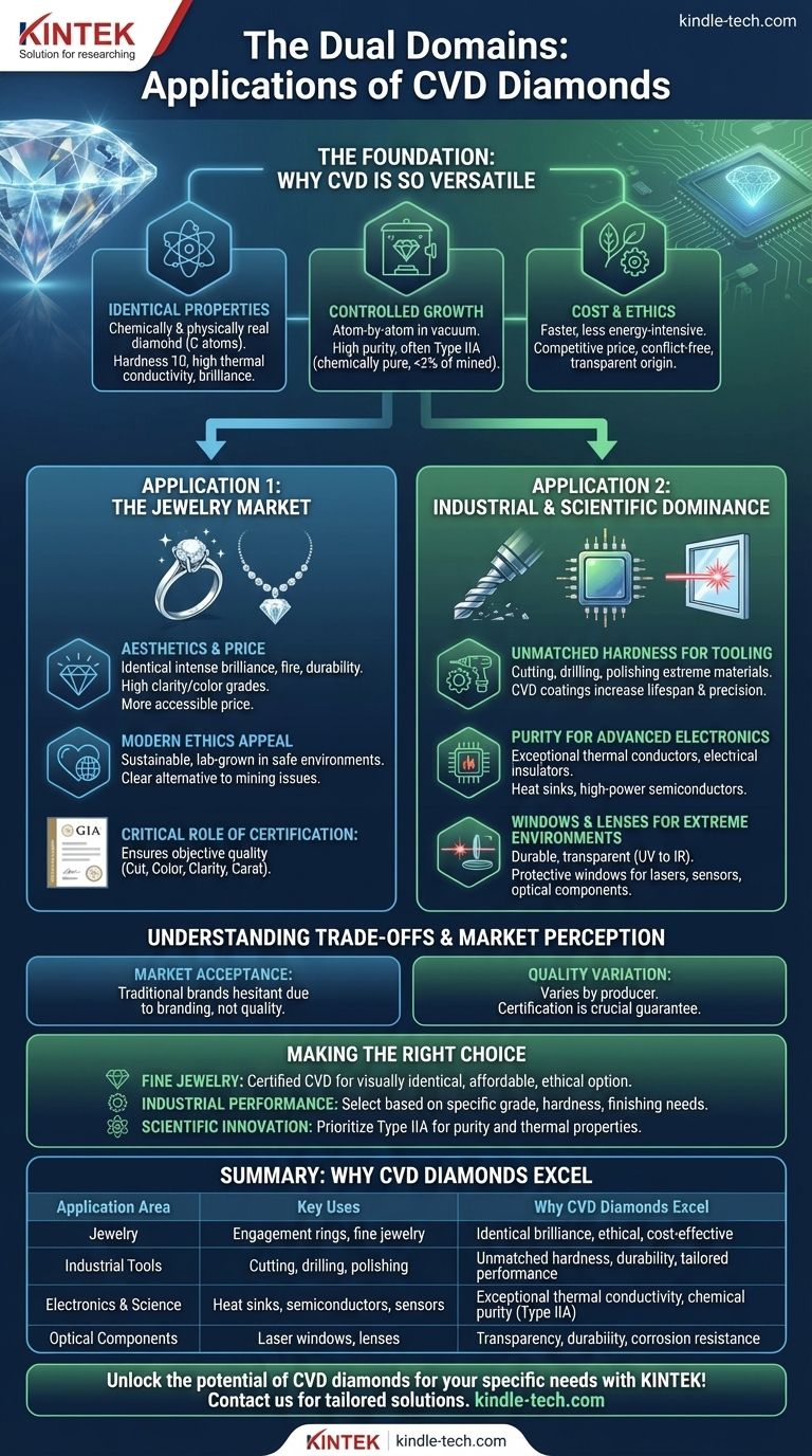 Quali sono le applicazioni dei diamanti CVD? Dai gioielli agli strumenti high-tech Guida Visiva