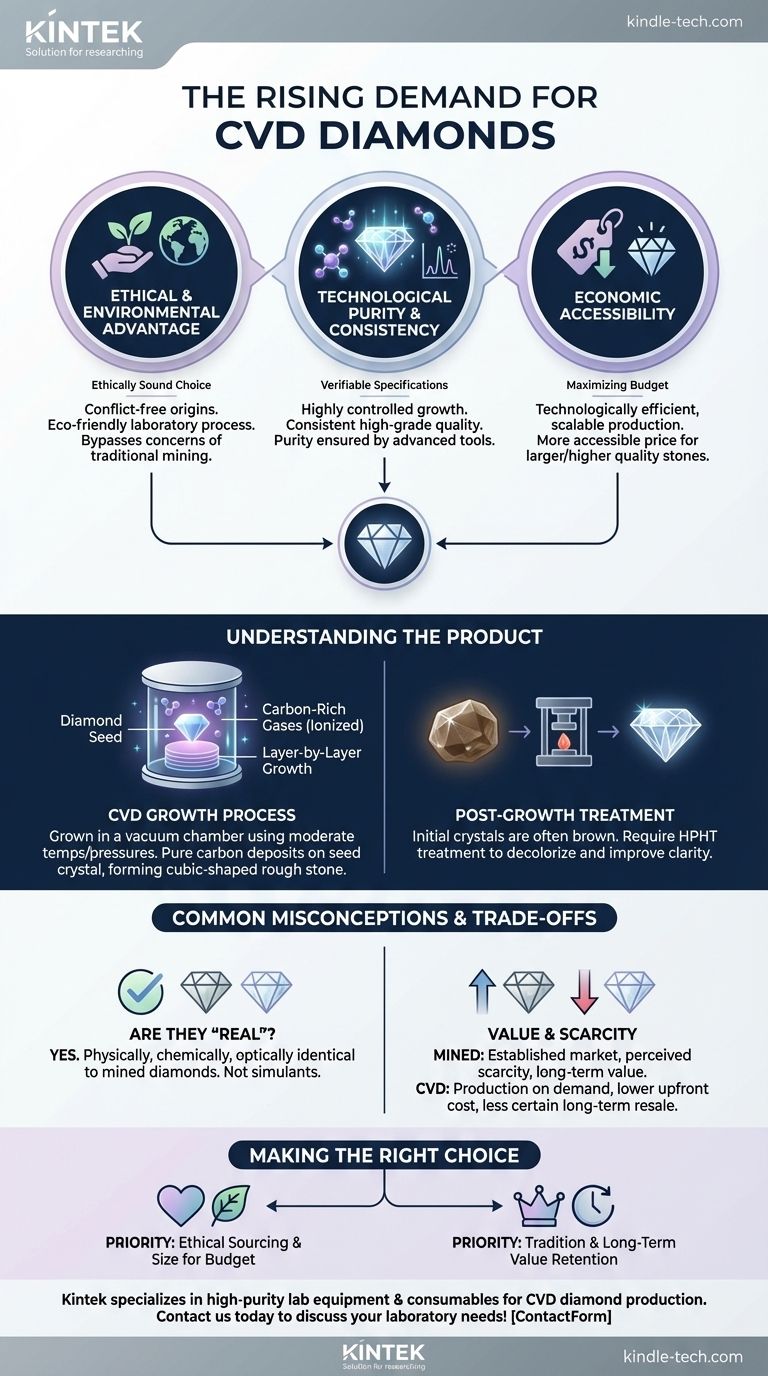 What is the demand of CVD diamonds? Driven by Ethics, Purity, and Affordability Visual Guide