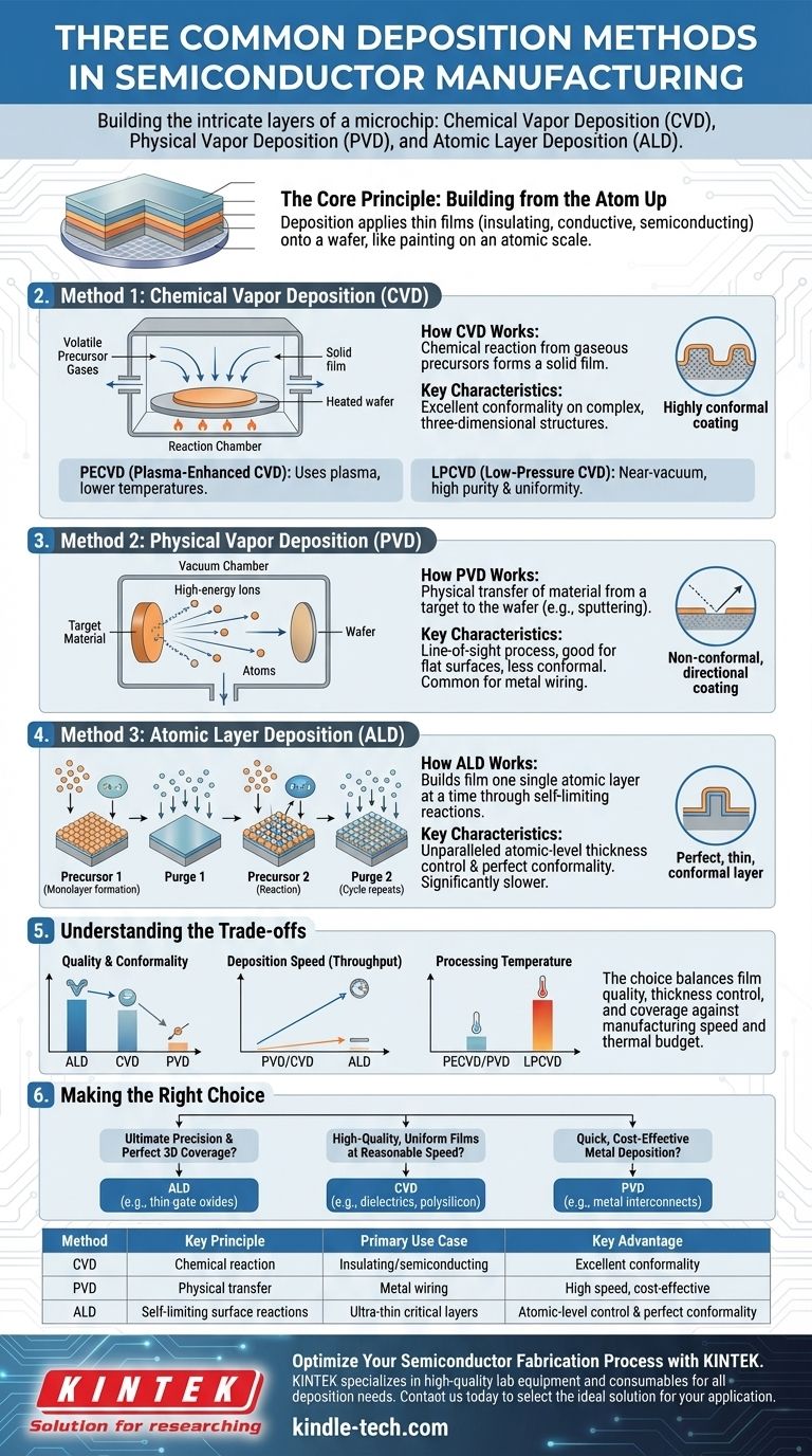 ما هي طرق الترسيب الثلاث الشائعة المستخدمة في تصنيع أشباه الموصلات؟ اختر الطريقة المناسبة لشريحتك دليل مرئي
