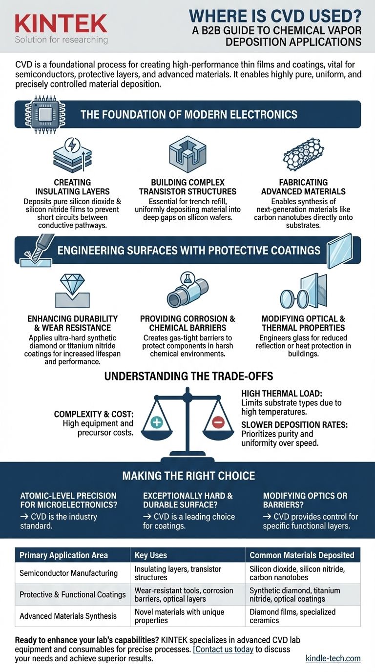 CVD는 어디에 사용되나요? 마이크로칩부터 다이아몬드 코팅까지, 그 다재다능한 응용 분야를 살펴보세요 시각적 가이드