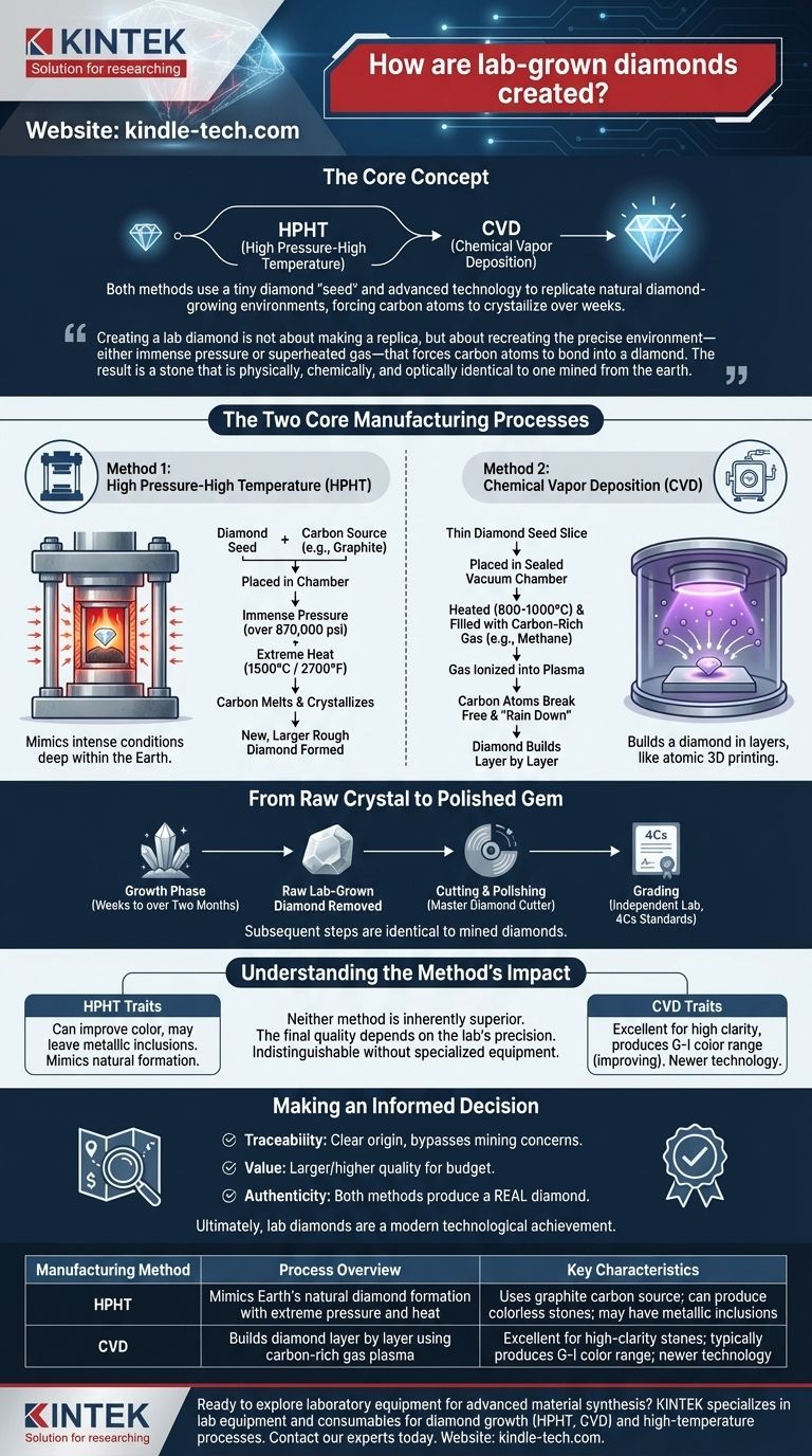 실험실에서 재배한 다이아몬드는 어떻게 만들어질까요? HPHT 및 CVD 제조 공정 알아보기 시각적 가이드