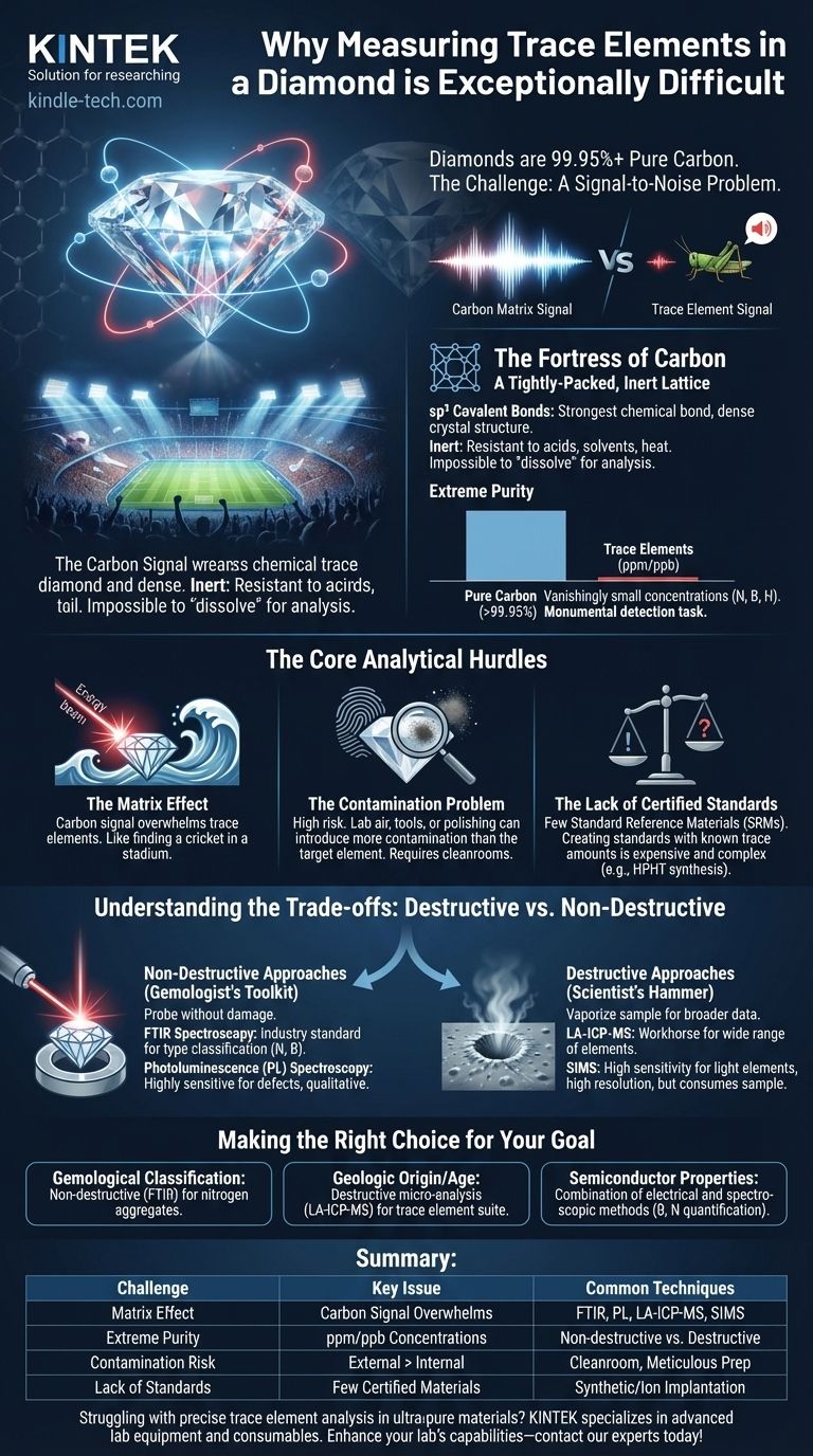 ¿Por qué es tan difícil medir oligoelementos en un diamante? Supere los desafíos de pureza y matriz Guía Visual