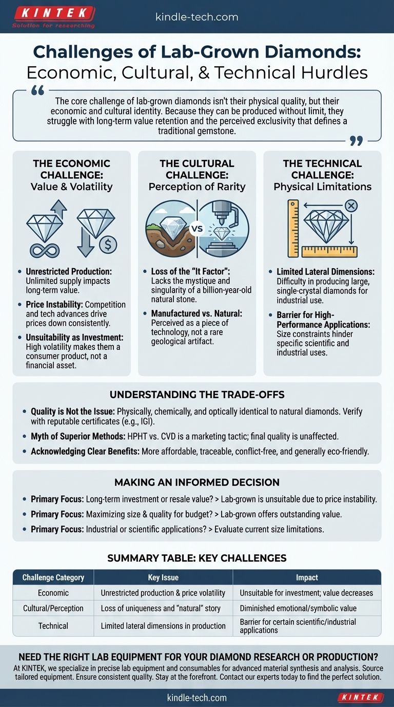ما هي تحديات الألماس المزروع في المختبر؟ التعامل مع القيمة، التصور والقيود التقنية دليل مرئي