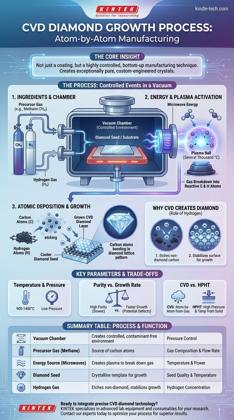 CVDダイヤモンド成長プロセスとは？原子から原子へとダイヤモンドを構築するガイド ビジュアルガイド