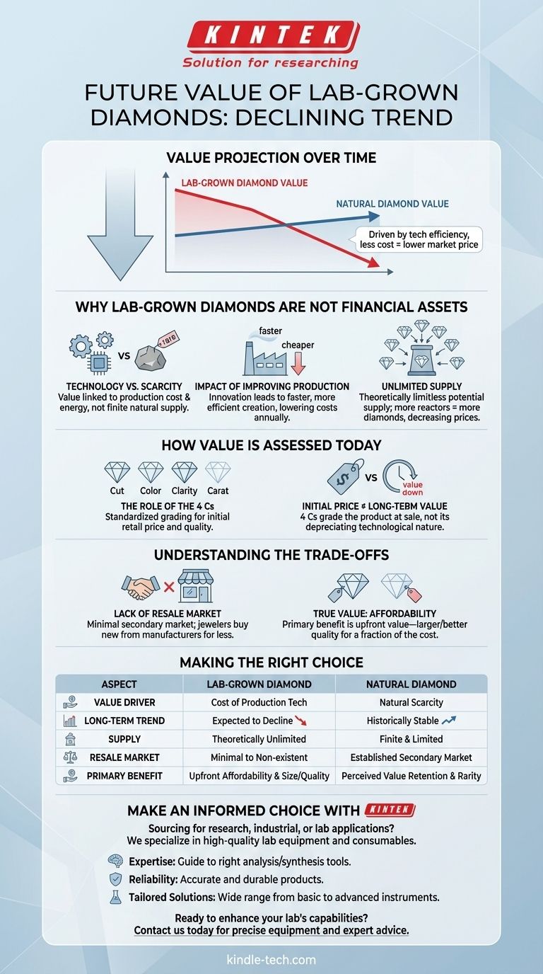 랩그로운 다이아몬드의 미래 가치는? 감가상각되는 재정적 가치 이해하기 시각적 가이드
