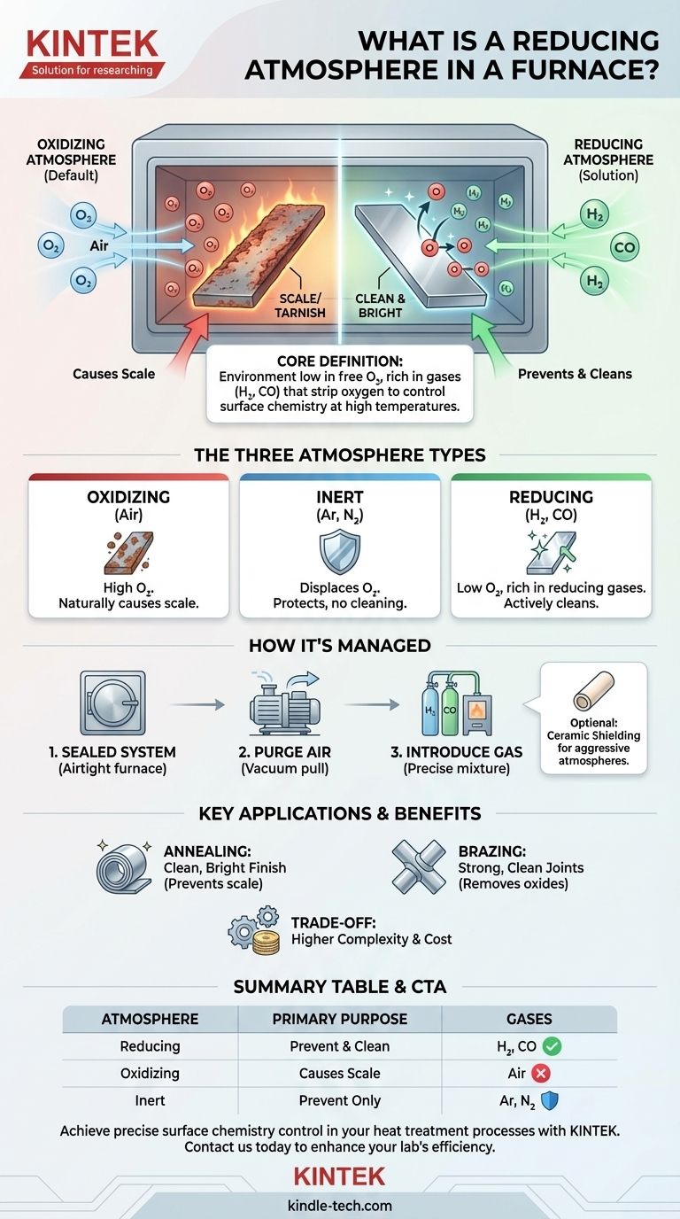What is a reducing atmosphere in a furnace? Prevent Oxidation and Clean Metal Surfaces Visual Guide