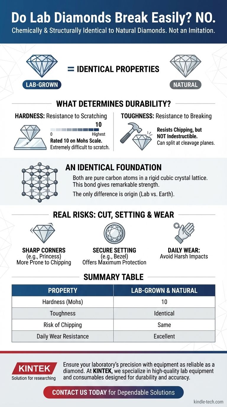 실험실 다이아몬드는 쉽게 깨지나요? 아닙니다. 채굴된 다이아몬드만큼 내구성이 뛰어납니다. 시각적 가이드