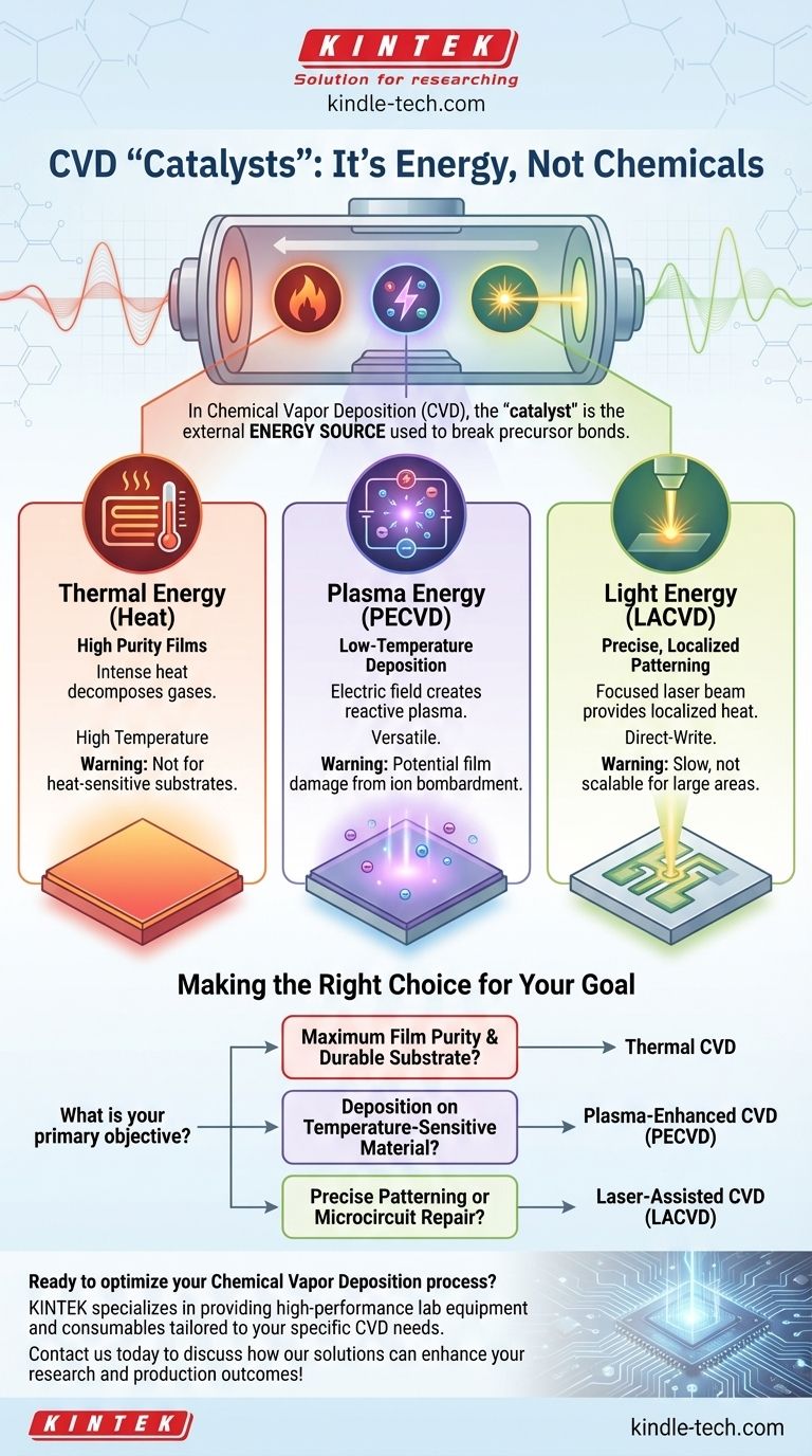 화학 기상 증착(CVD)의 촉매는 무엇인가요? CVD에서 에너지원의 역할을 이해하기 시각적 가이드