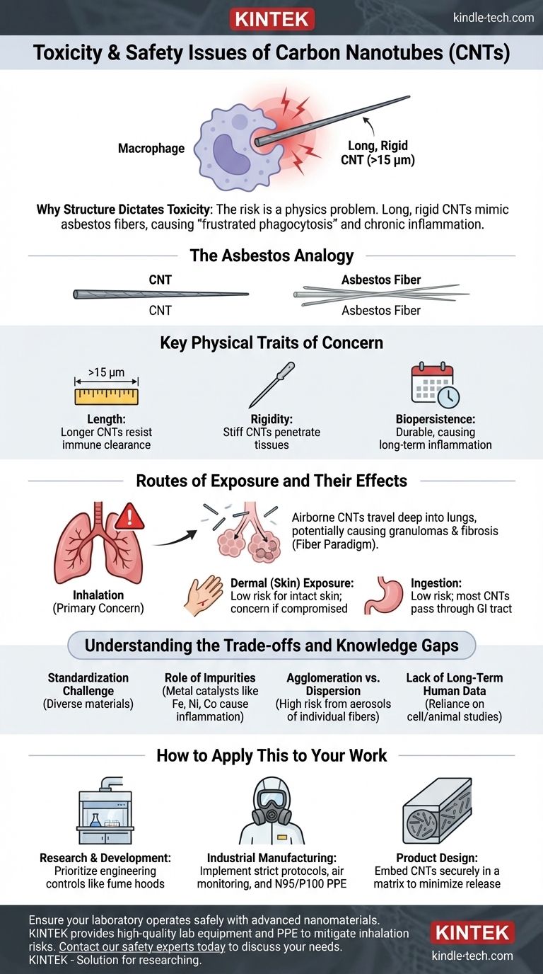 カーボンナノチューブの毒性および安全性に関する問題は何ですか？ナノ材料の物理的リスクを理解する ビジュアルガイド