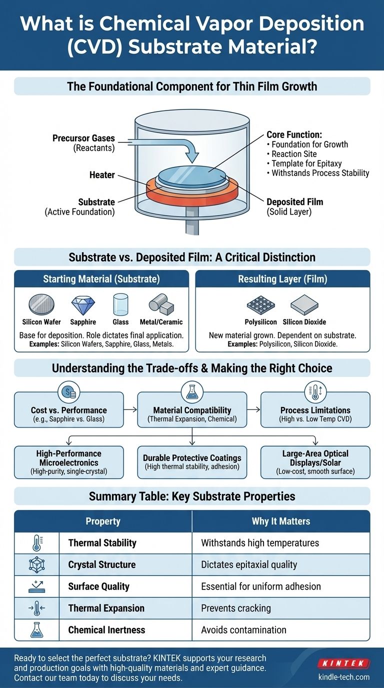 Qu'est-ce qu'un matériau de substrat pour le dépôt chimique en phase vapeur ? La base pour des films minces de haute qualité Guide Visuel