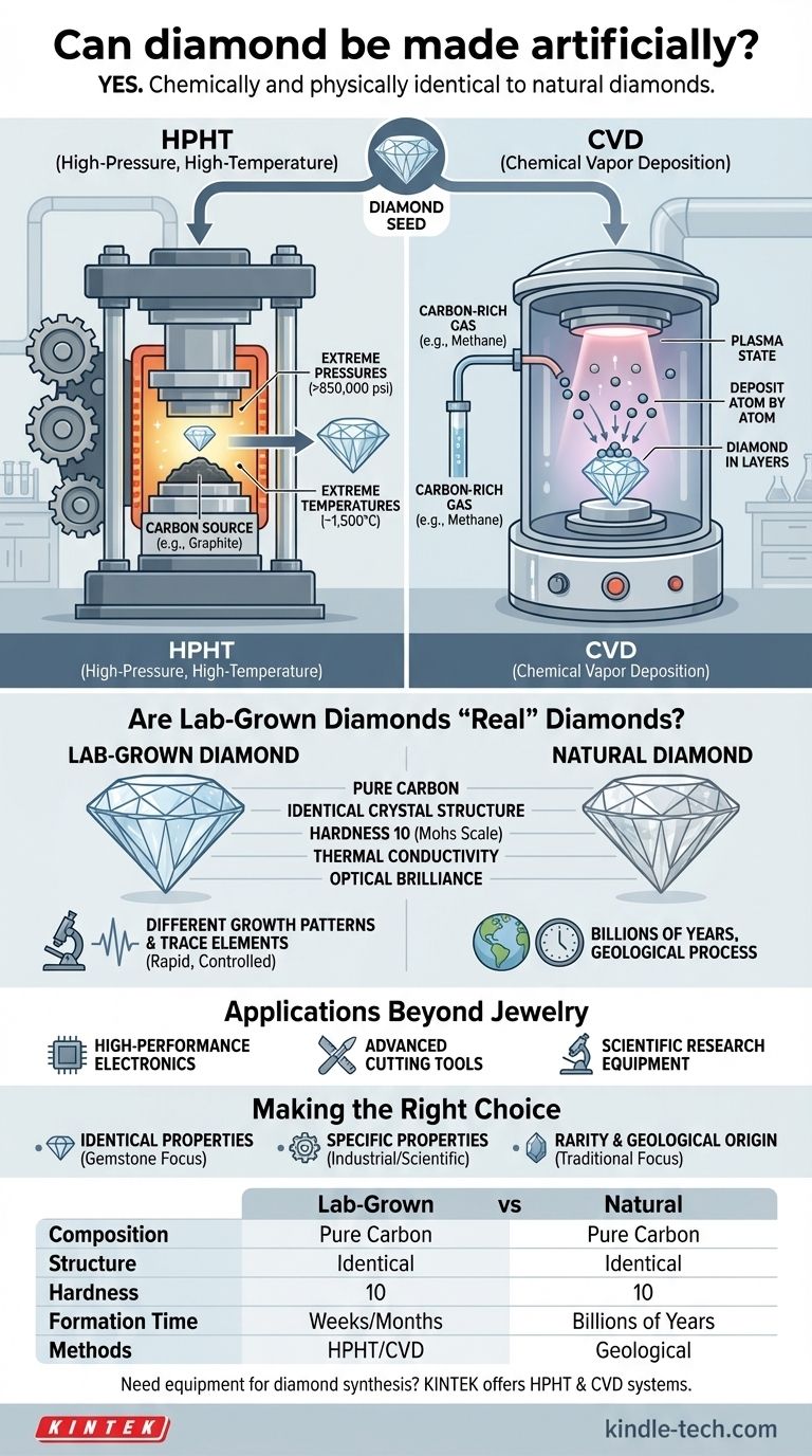 È possibile produrre diamanti artificialmente? Sì, con una qualità identica ai diamanti naturali Guida Visiva