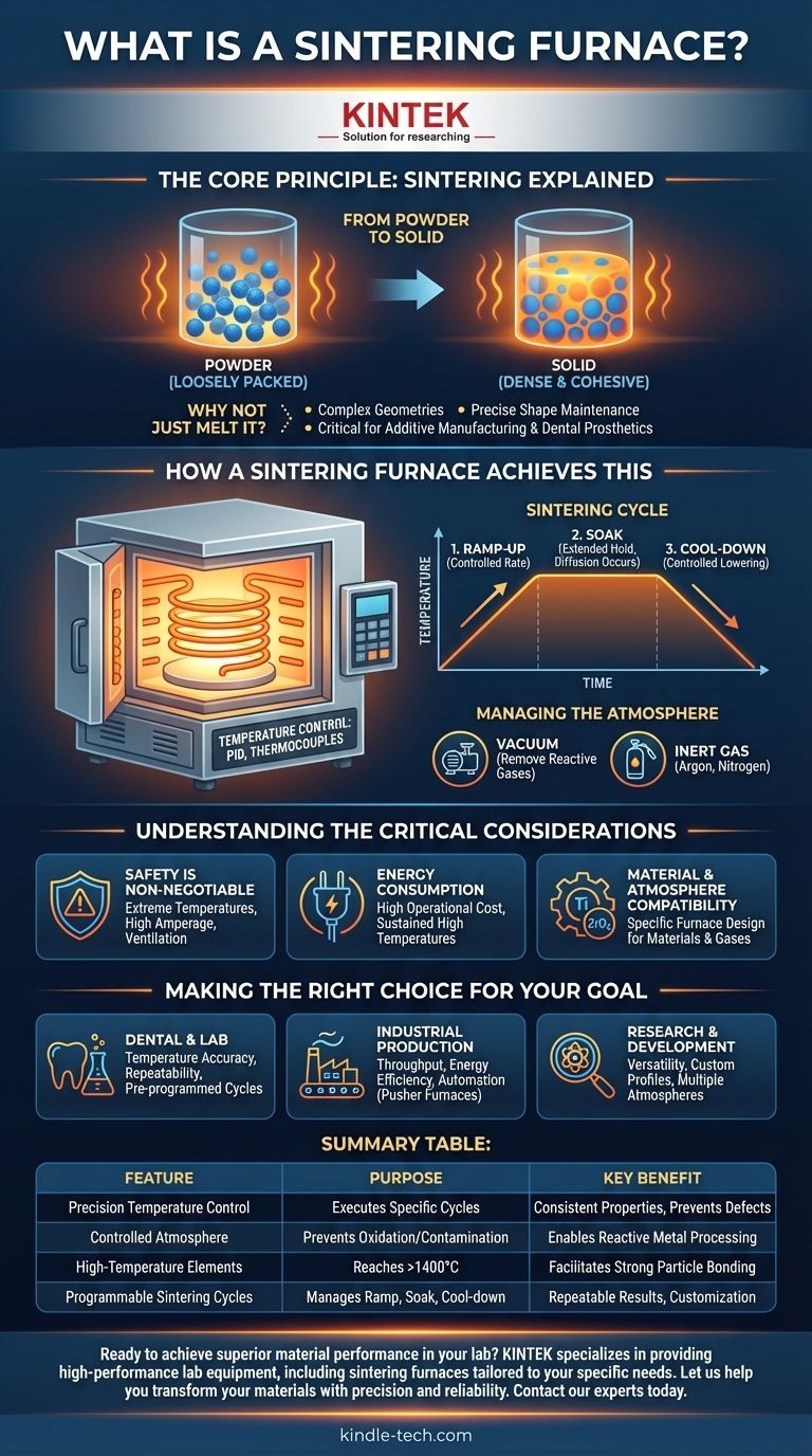 Cos'è un forno di sinterizzazione? Lo strumento di precisione per trasformare la polvere in parti dense e resistenti Guida Visiva