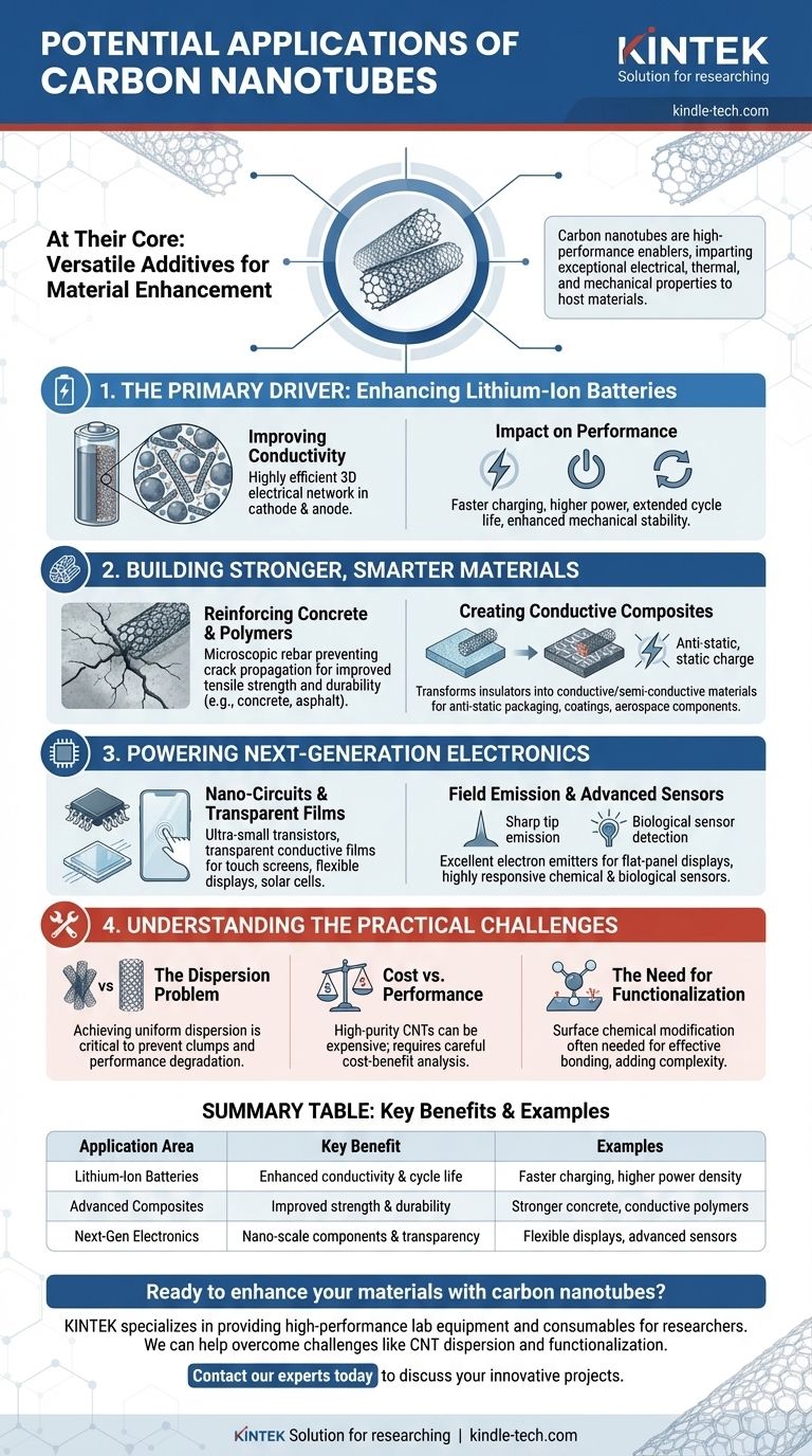 Quelles sont les applications potentielles des nanotubes de carbone ? Amélioration des performances des batteries, des composites et de l'électronique Guide Visuel