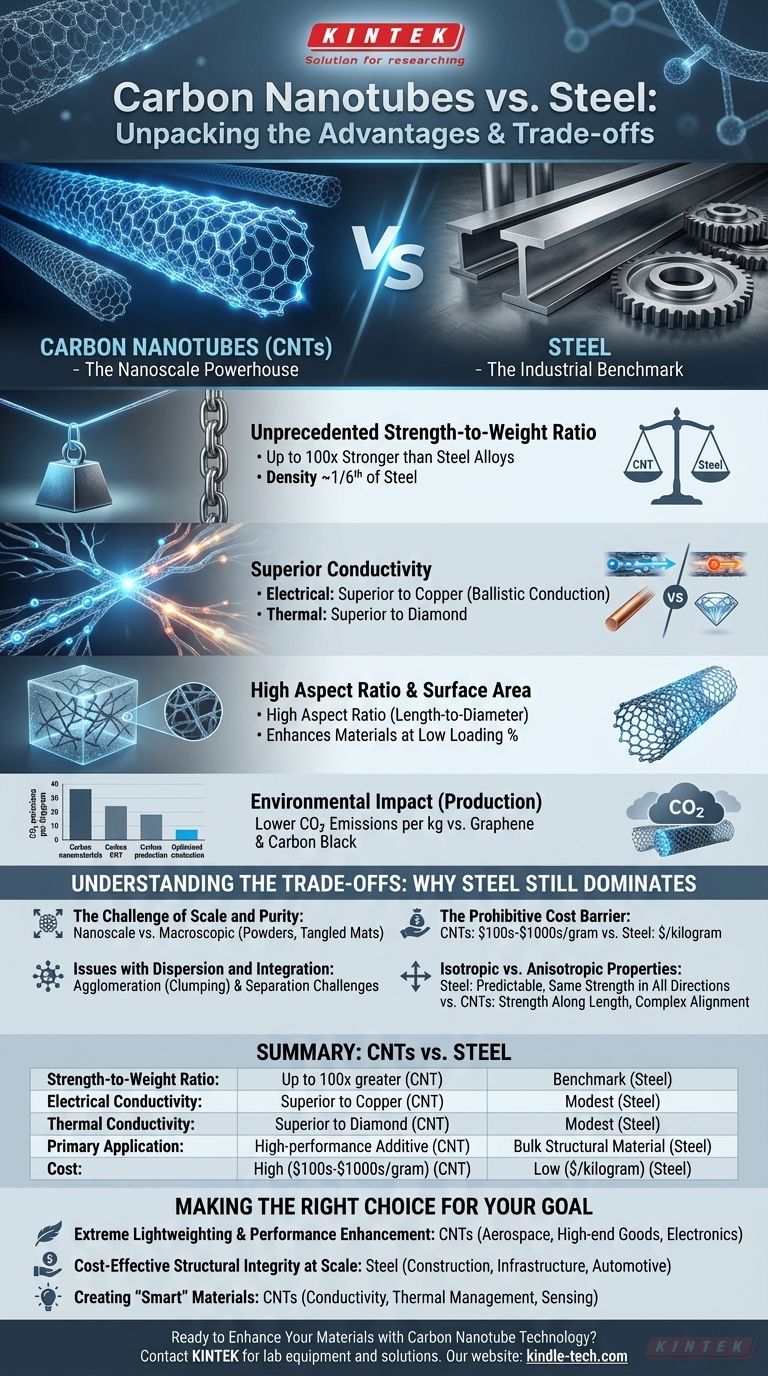 What are the advantages of carbon nanotubes over steel? Unmatched Strength & Conductivity Visual Guide