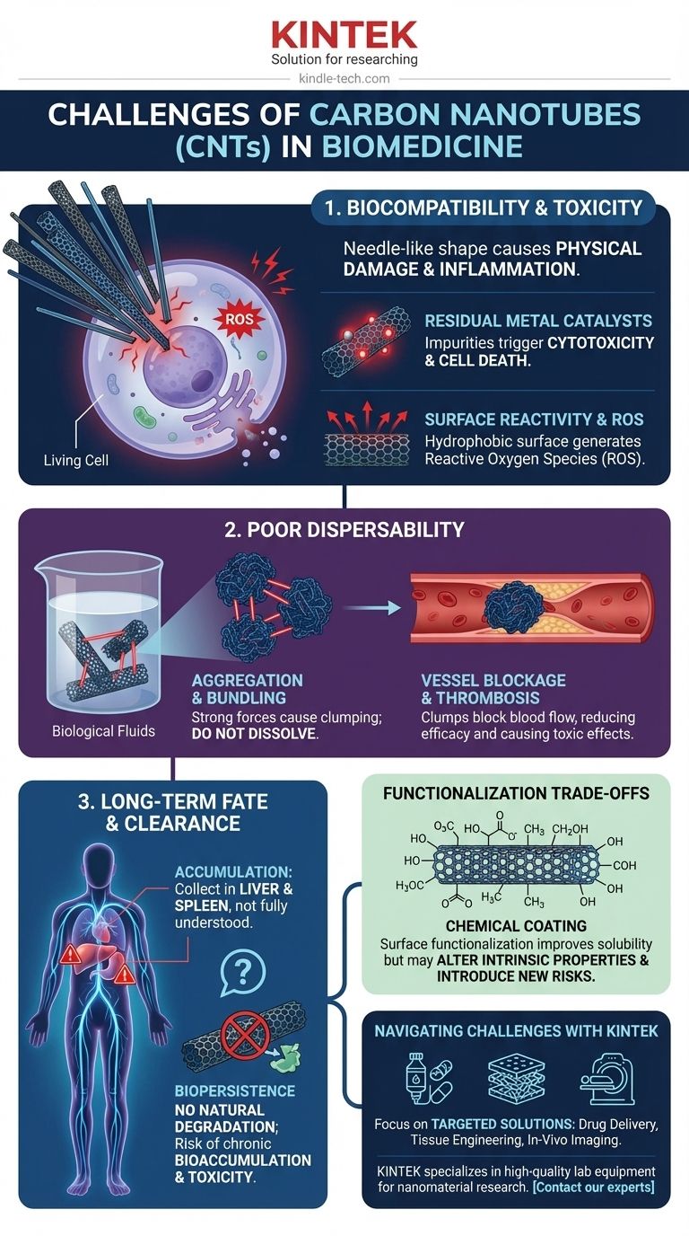 ¿Cuáles son los desafíos en el uso de nanotubos de carbono para aplicaciones biomédicas? Navegando los obstáculos de toxicidad y seguridad Guía Visual