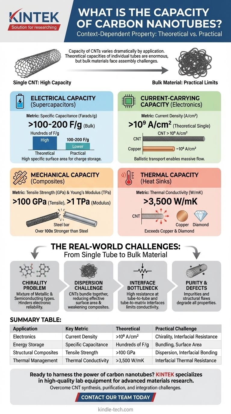 탄소 나노튜브의 용량은 얼마인가요? 전자, 에너지 및 재료 분야에서 그 잠재력을 활용하세요 시각적 가이드