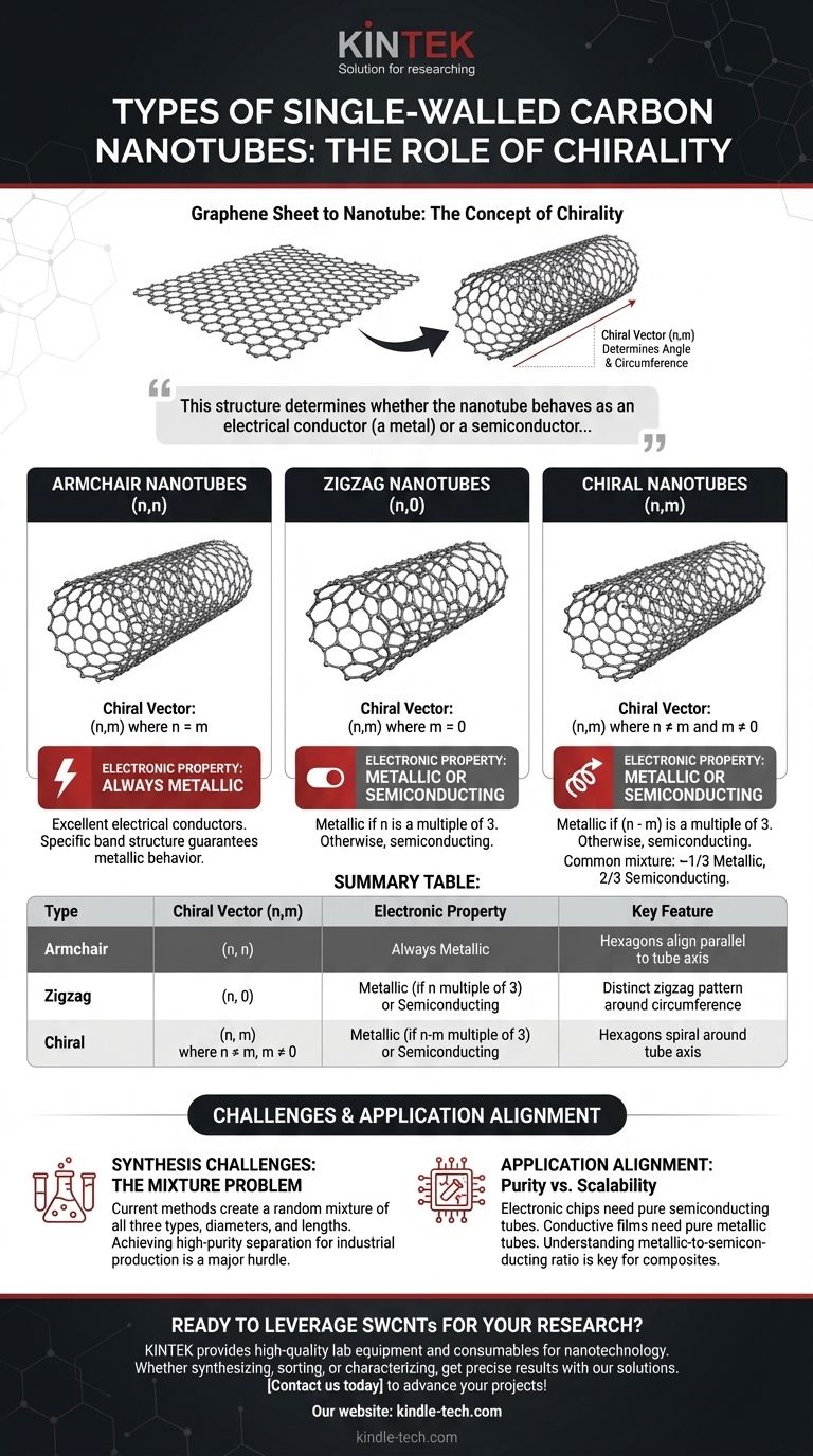 단일벽 탄소나노튜브의 종류는 무엇인가요? 암체어, 지그재그, 카이랄 구조 설명 시각적 가이드