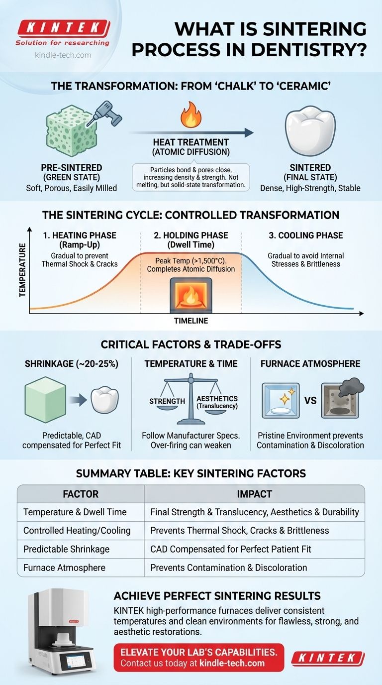 치과에서 소결(sintering) 공정이란 무엇인가요? 밀링된 '분필'을 내구성 있는 치과 보철물로 변환하는 방법 시각적 가이드