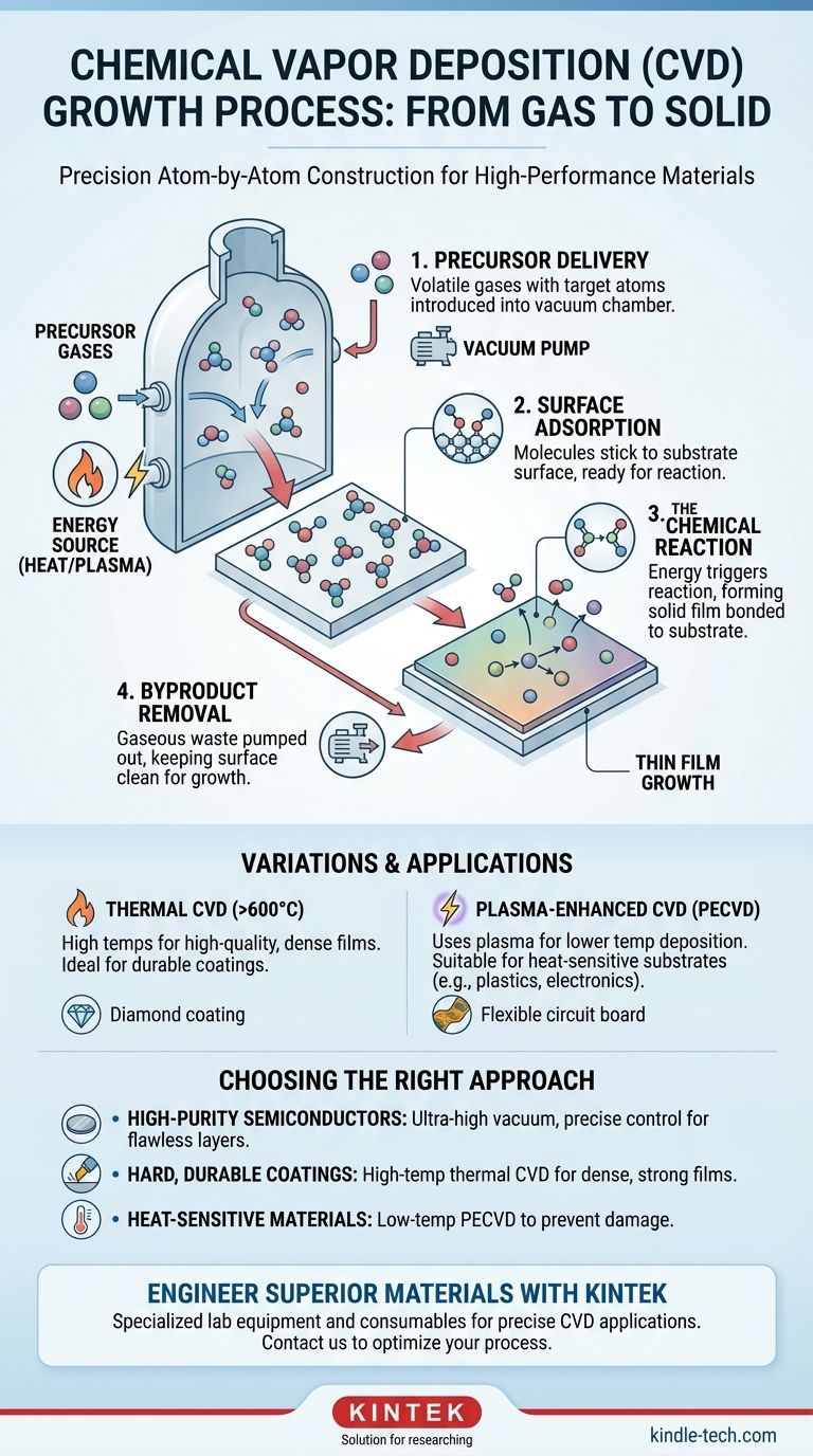 ما هي عملية نمو الترسيب الكيميائي للبخار؟ دليل لبناء أغشية رقيقة عالية الأداء دليل مرئي