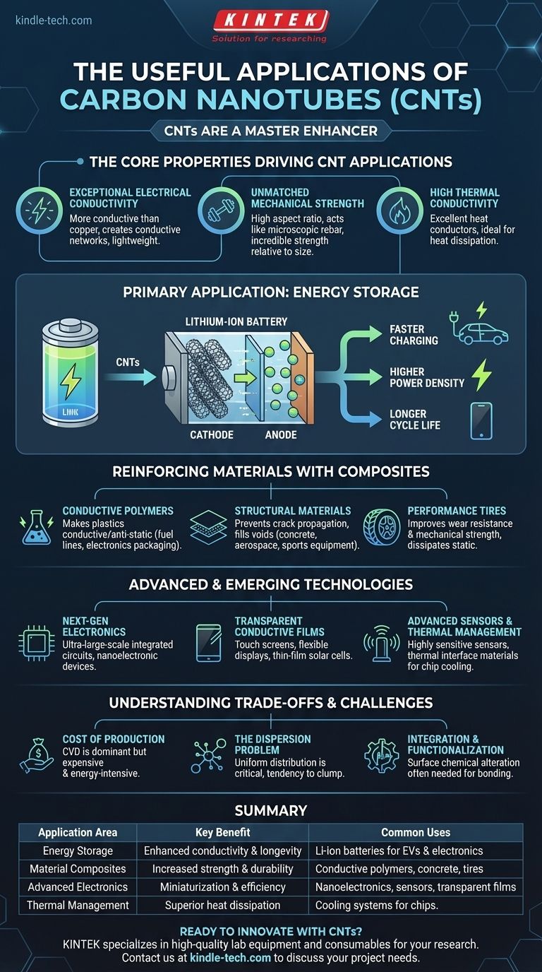 ¿Cuáles son las aplicaciones útiles de los nanotubos de carbono? Mejorar los materiales para baterías, compuestos y electrónica Guía Visual