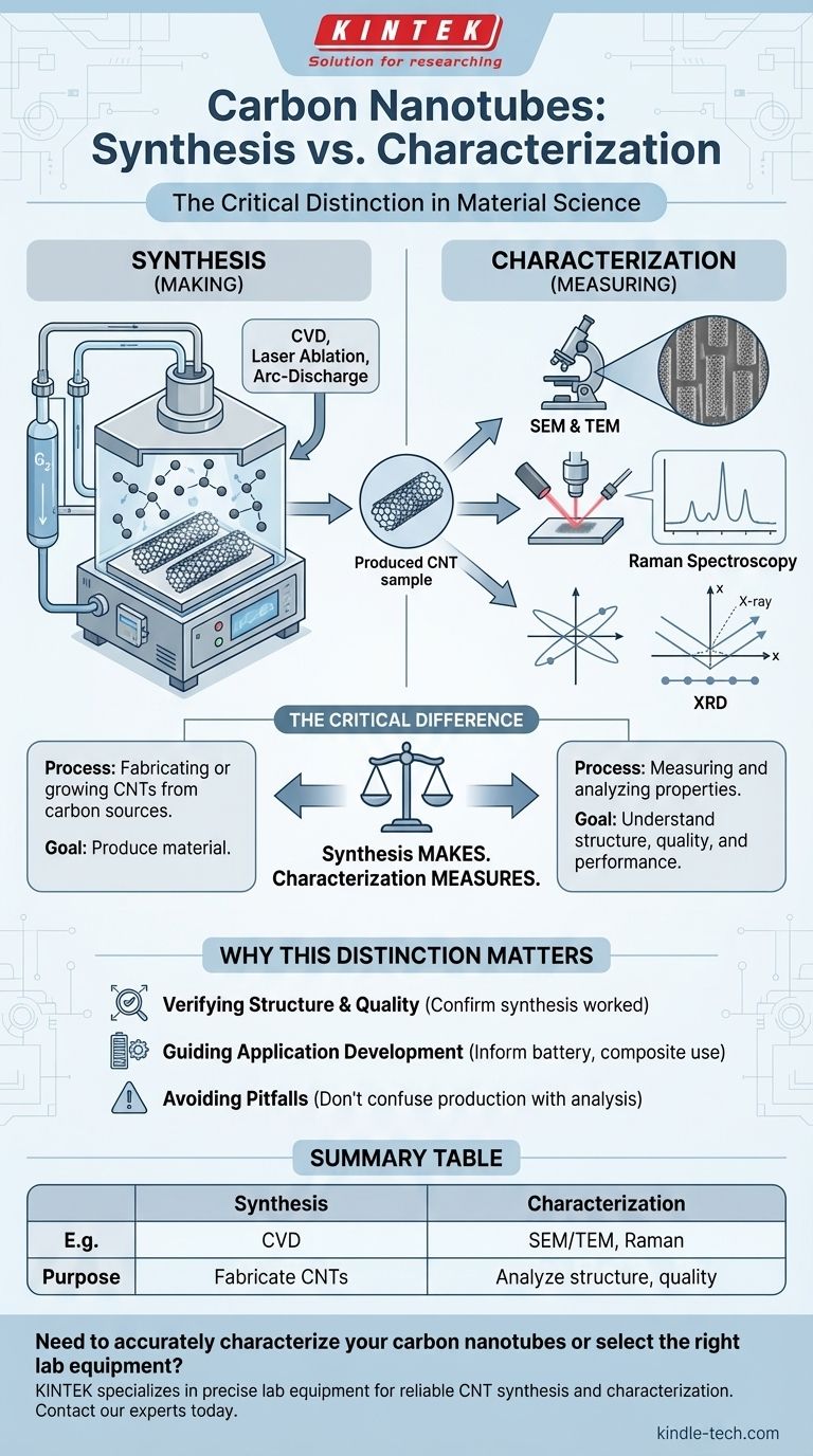 Which one is a characterization technique in carbon nanotubes? Understand the Key Difference Between Making and Measuring Visual Guide