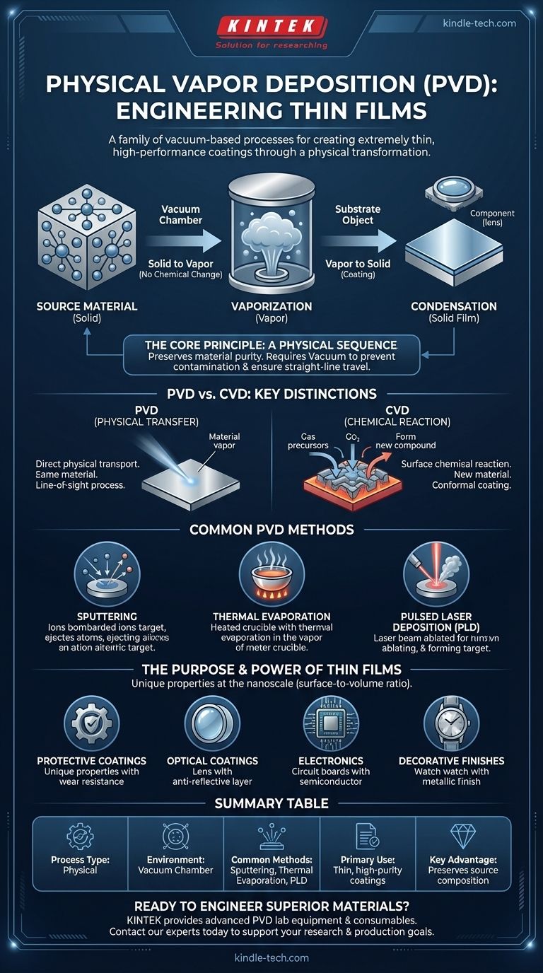 Was ist die physikalische Gasphasenabscheidung von Dünnschichten? Ein Leitfaden zur PVD-Beschichtungstechnologie Visuelle Anleitung