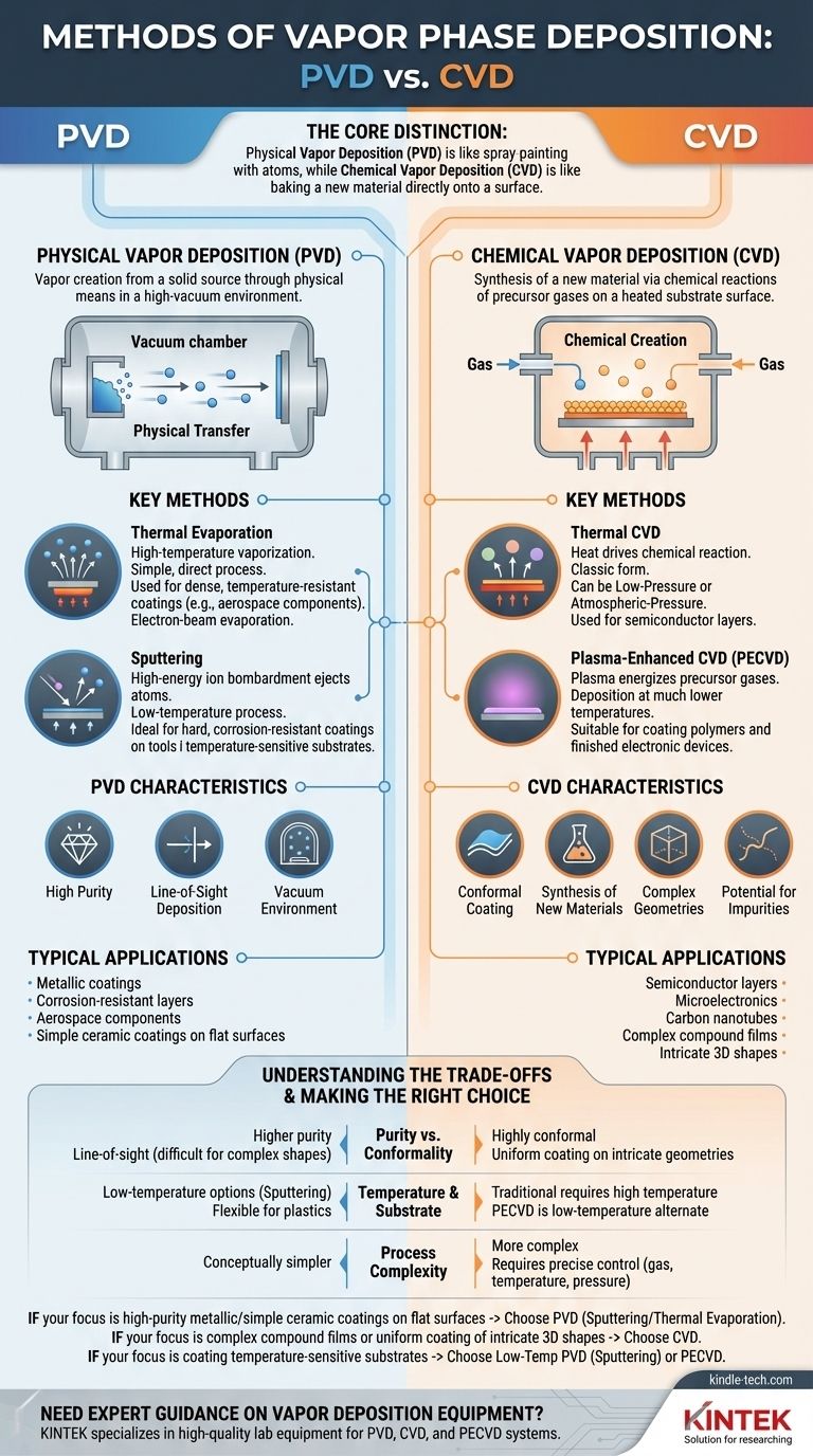 What are the methods of vapor phase deposition? PVD vs. CVD for Thin Film Coating Visual Guide