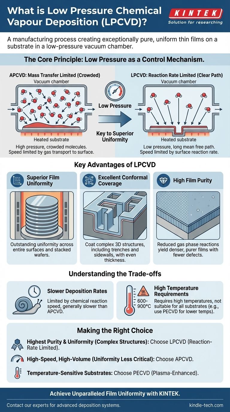 ¿Qué es la deposición química de vapor a baja presión (LPCVD)? La clave para una uniformidad superior de la película delgada Guía Visual